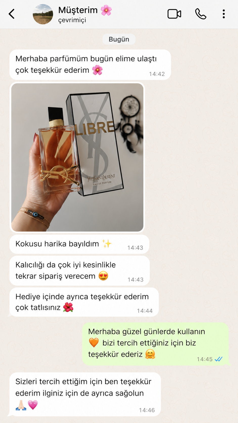 Liora Parfümeri müşteri memnuniyet mesajı 4