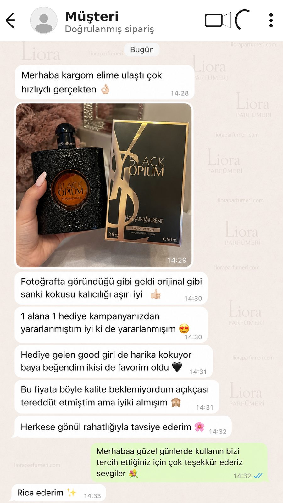 Liora Parfümeri müşteri memnuniyet mesajı 6