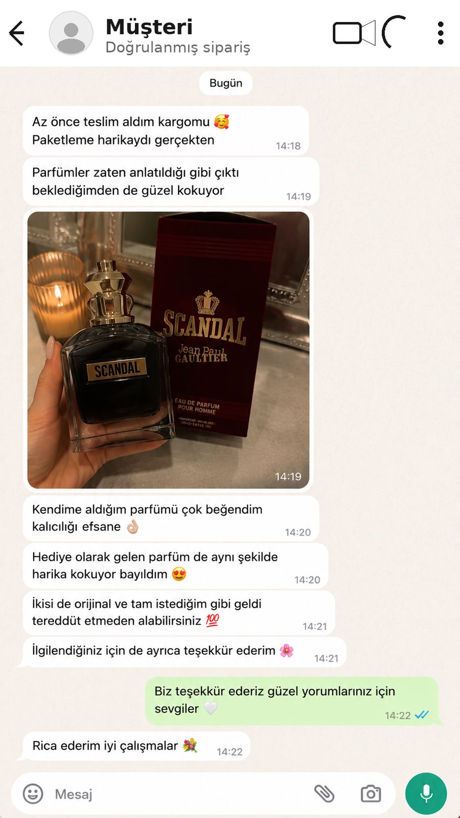 Liora Parfümeri müşteri memnuniyet mesajı 7